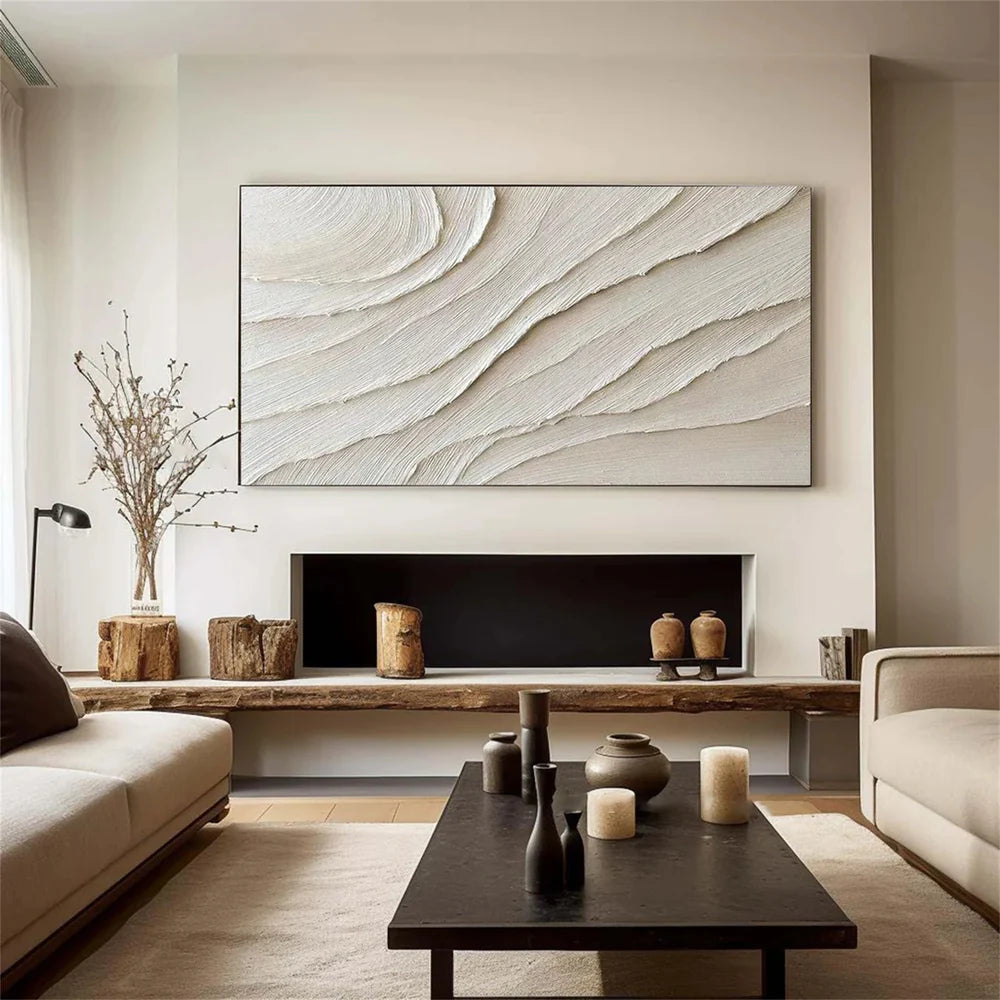 Beige Minimalist Textured Canvas Art #WM008