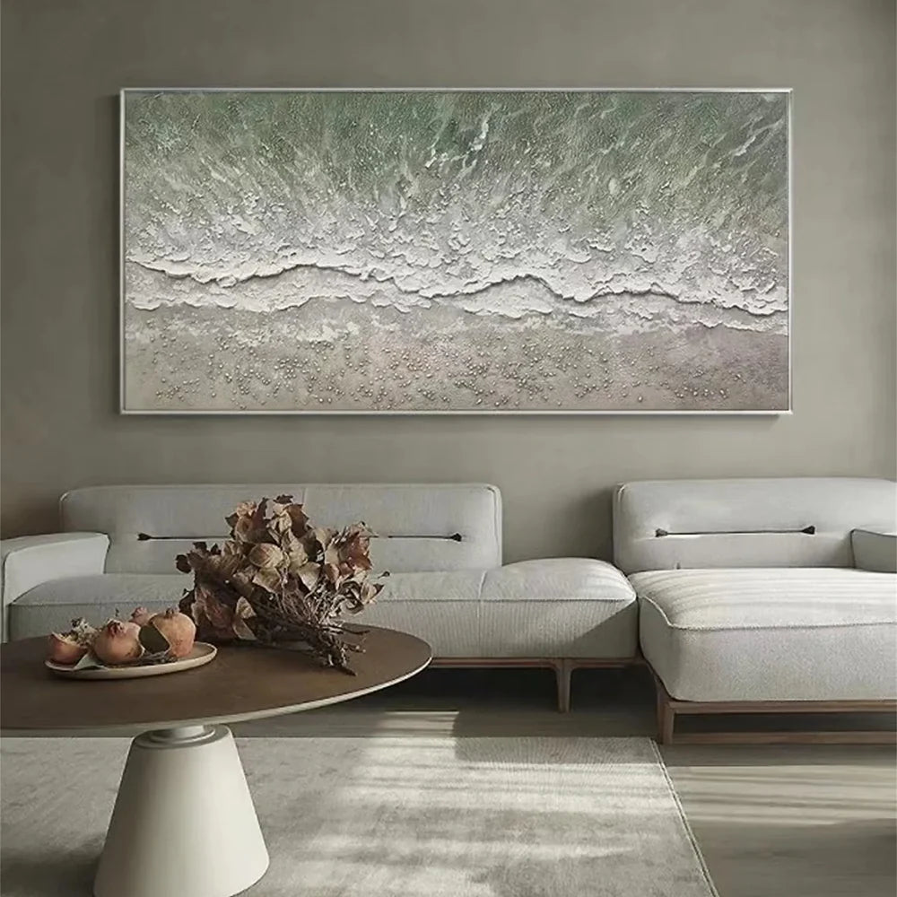 Abstract Ocean And Sky Textured Canvas Art #OC060