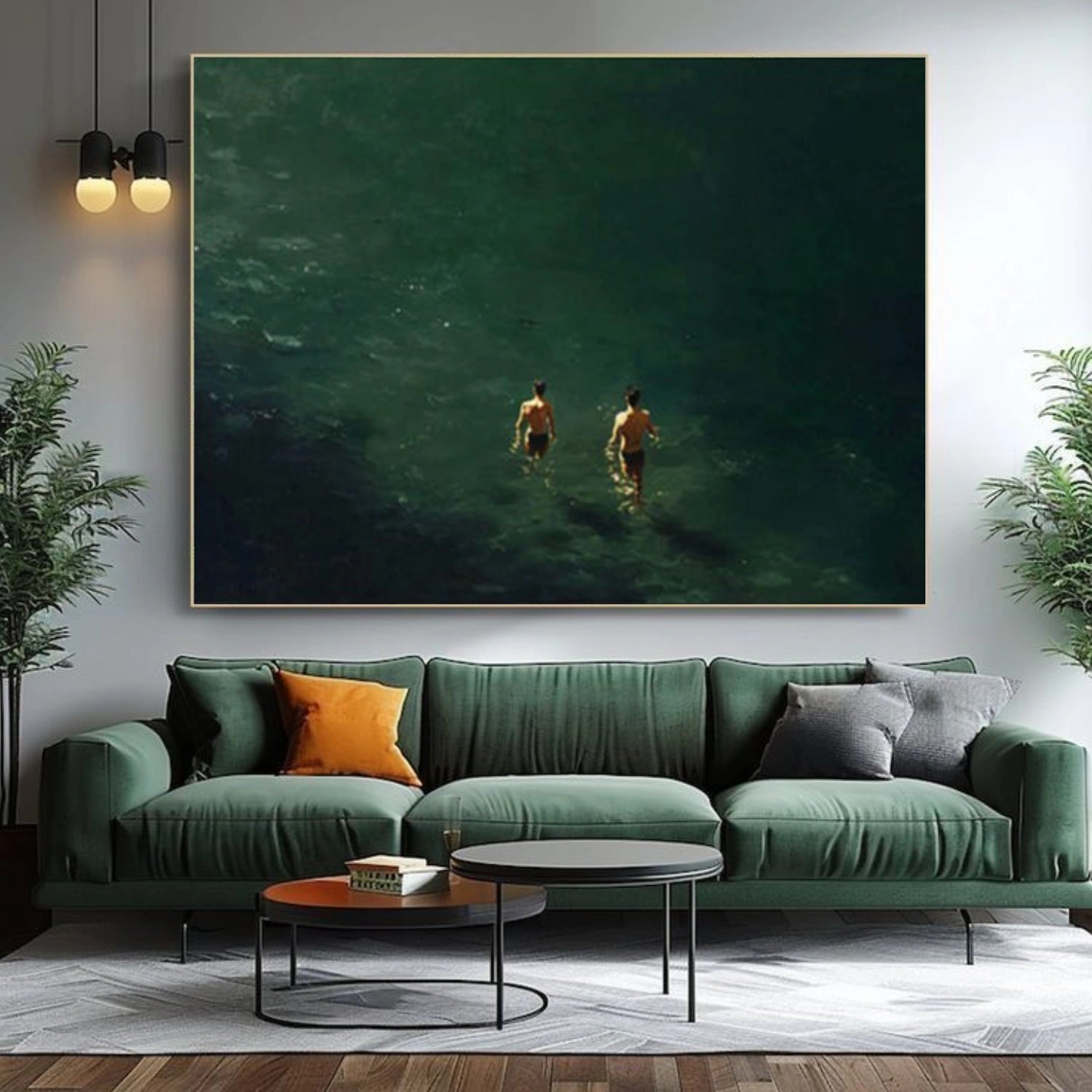 Green Minimalist Ocean And Sky Canvas Art #OC151