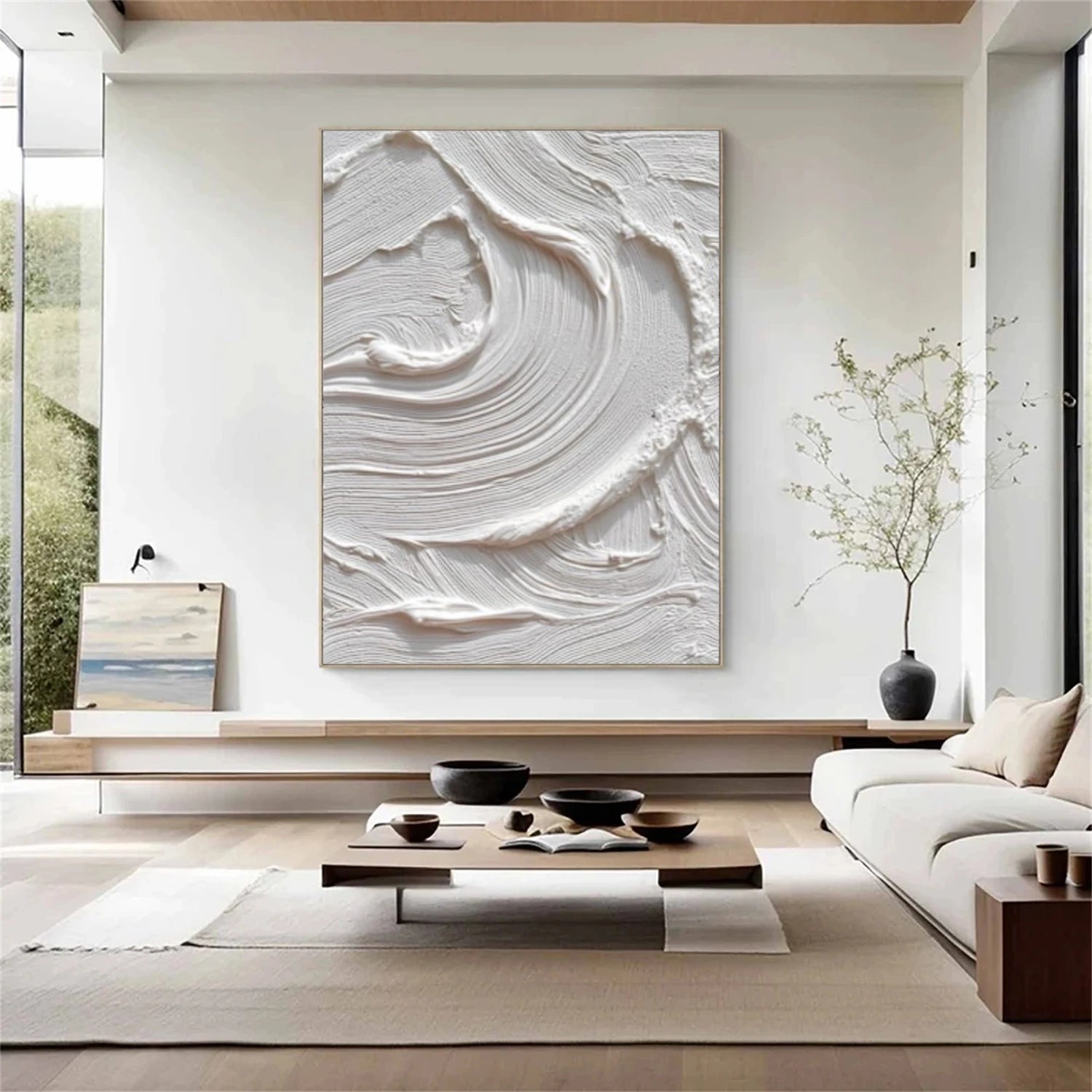White Minimalist Textured Wall Art #WM149