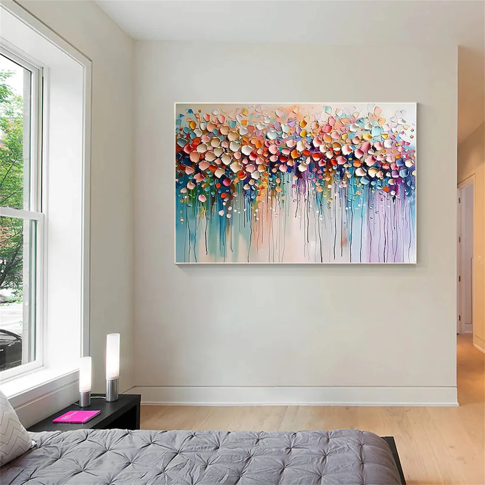 Colorful Abstract Flower And Tree Textured Canvas Art #MF036
