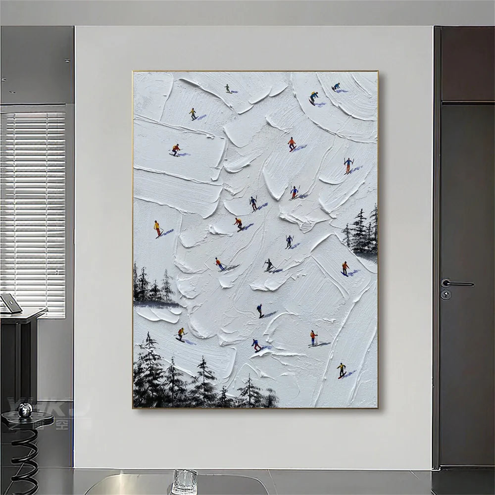 Skiing Sport Textured Canvas Painting #PB013