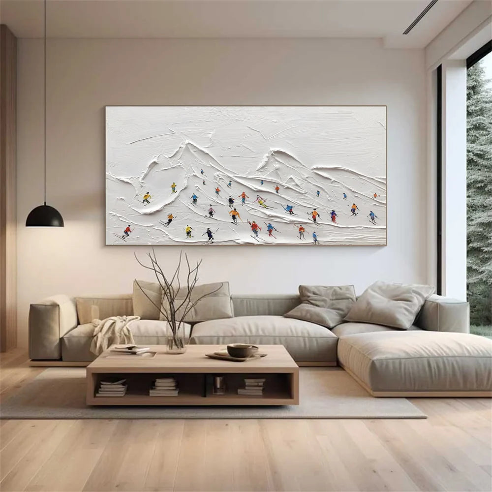 Skiing Sport Textured Canvas Painting #PB017