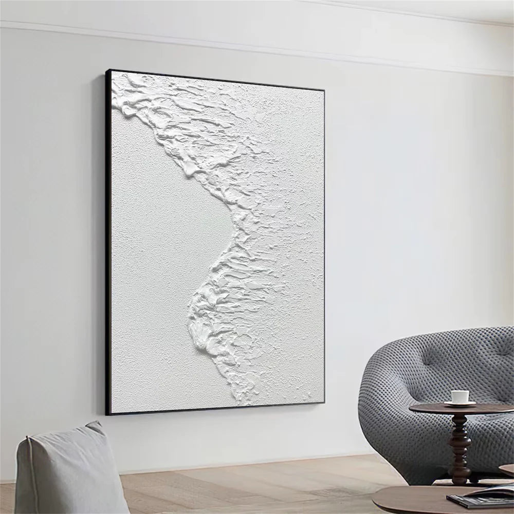 White Minimalist Textured Wall Art #WM022