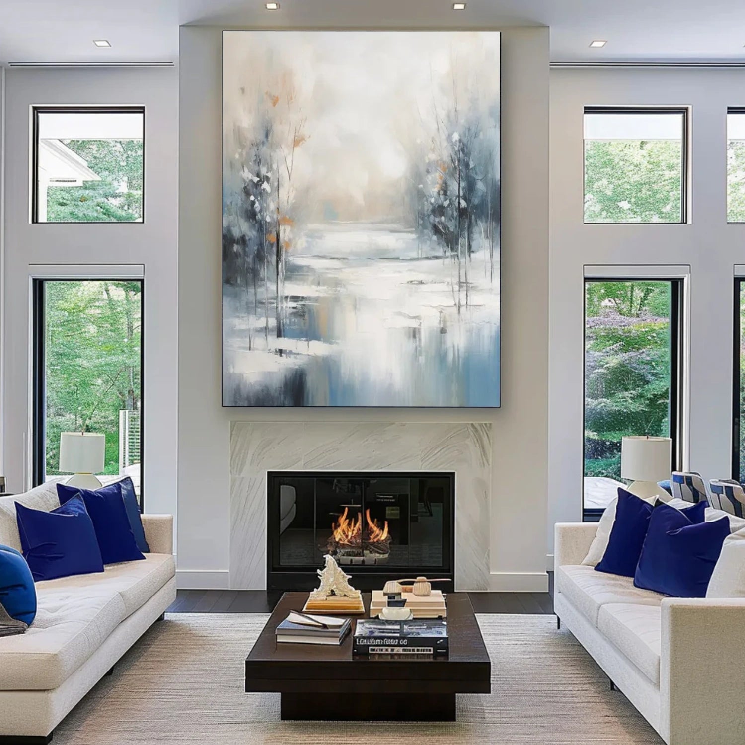 Abstract Flower And Tree Textured Canvas Art #MF087