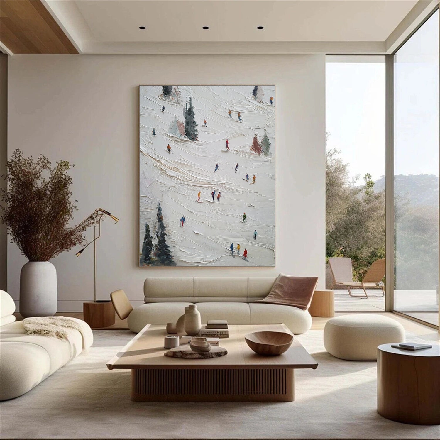 Skiing Sport Textured Canvas Painting #PB067