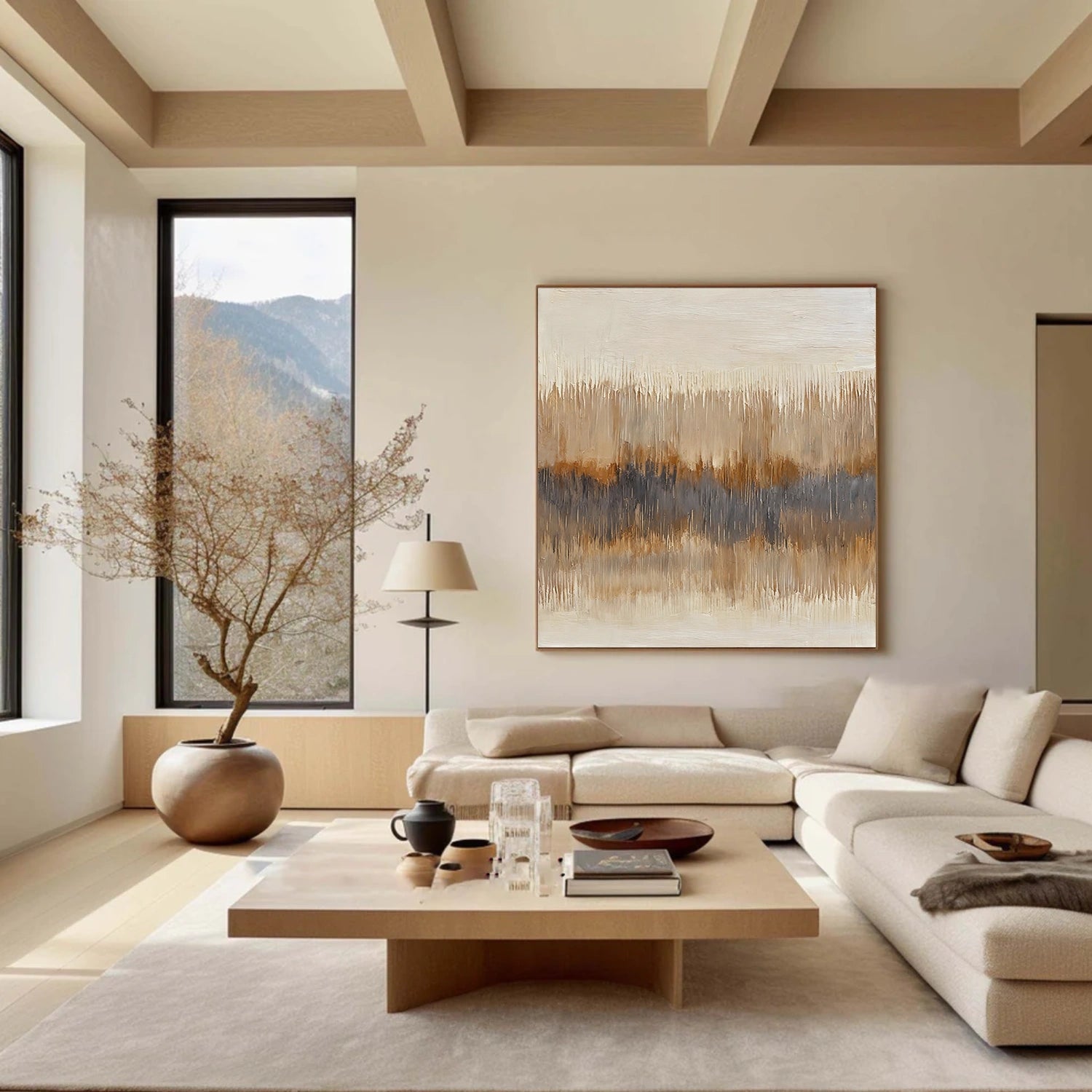 Beige and Brown Abstract Wall Art #VA204