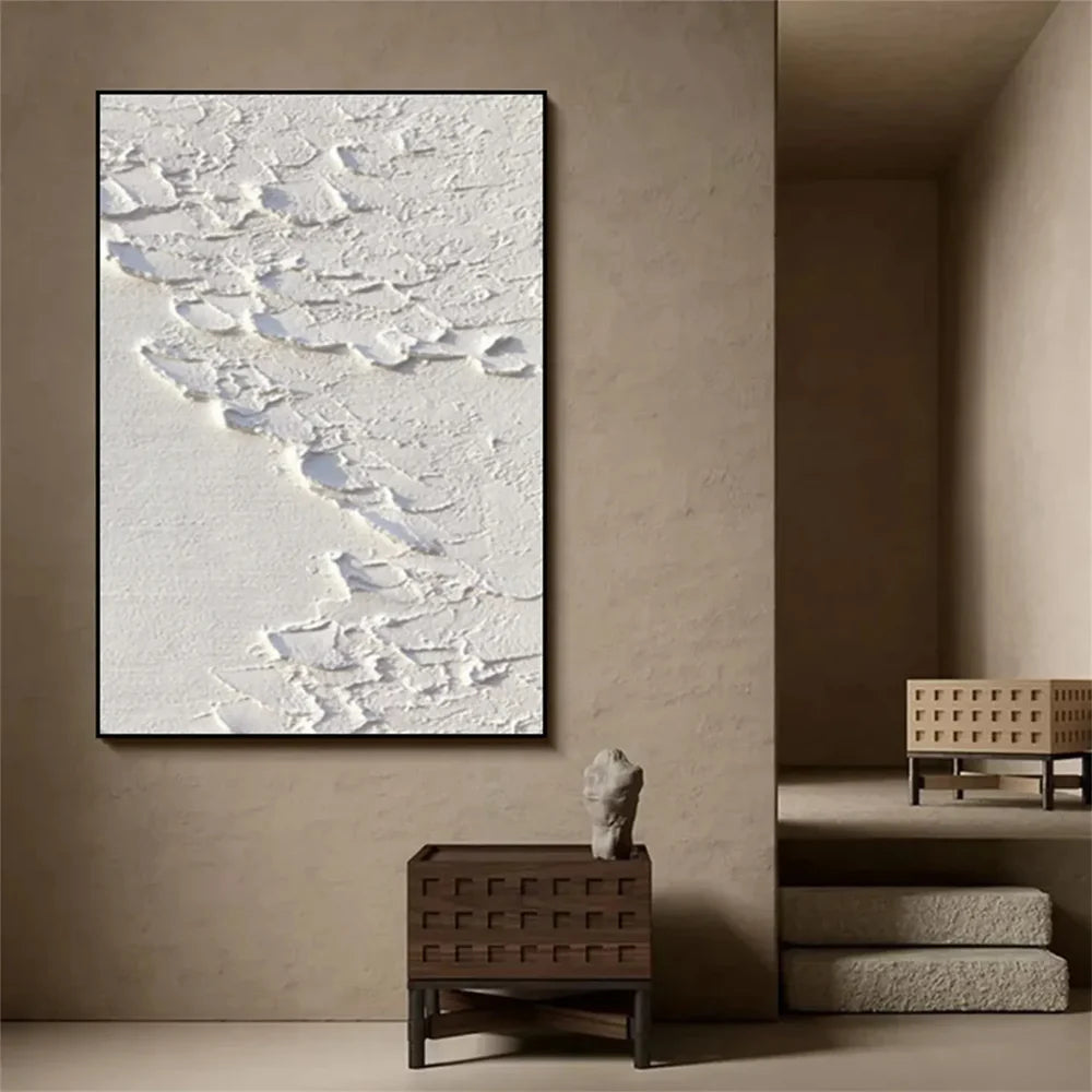 White Minimalist Textured Wall Art #WM074