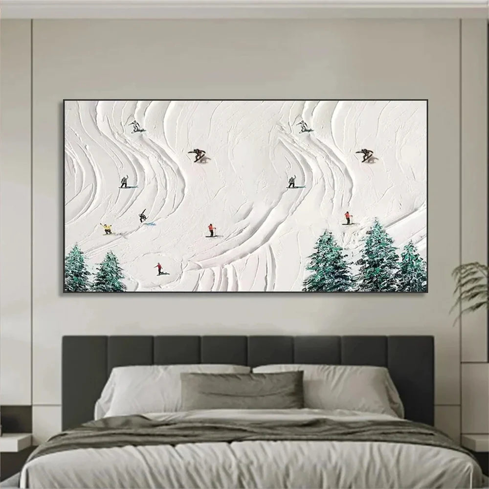 Skiing Sport Textured Canvas Painting #PB016
