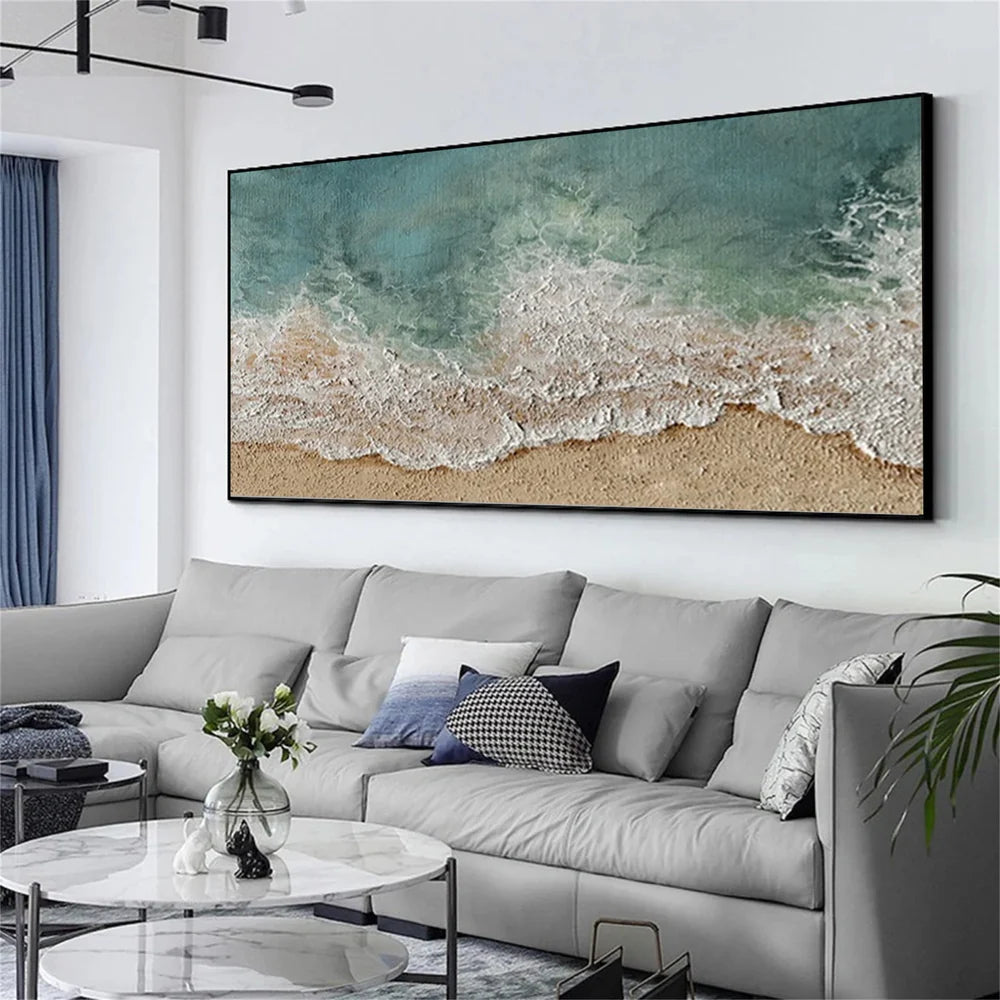Abstract Ocean And Sky Textured Canvas Art #OC073
