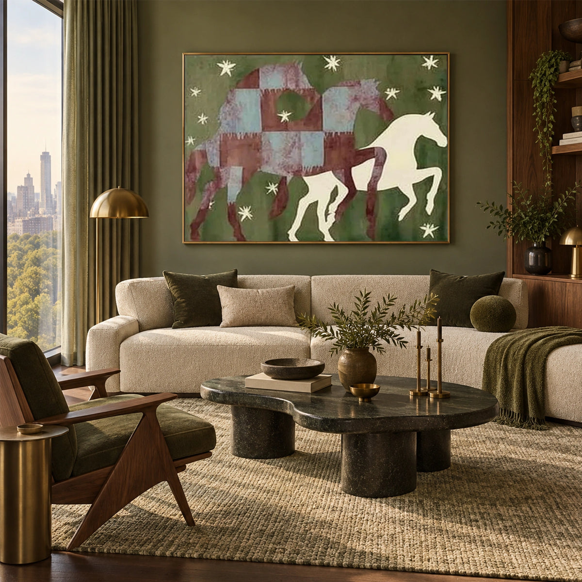 Abstract Animal Horse Canvas Art #DW167