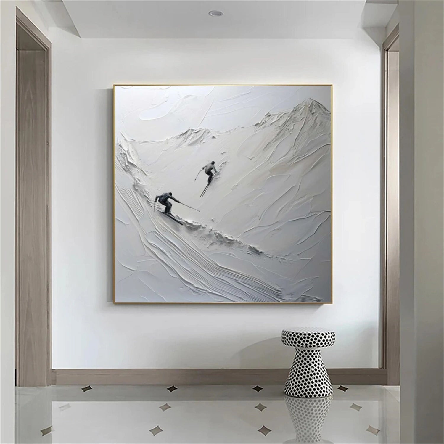 Skiing Sport Textured Canvas Painting #PB057