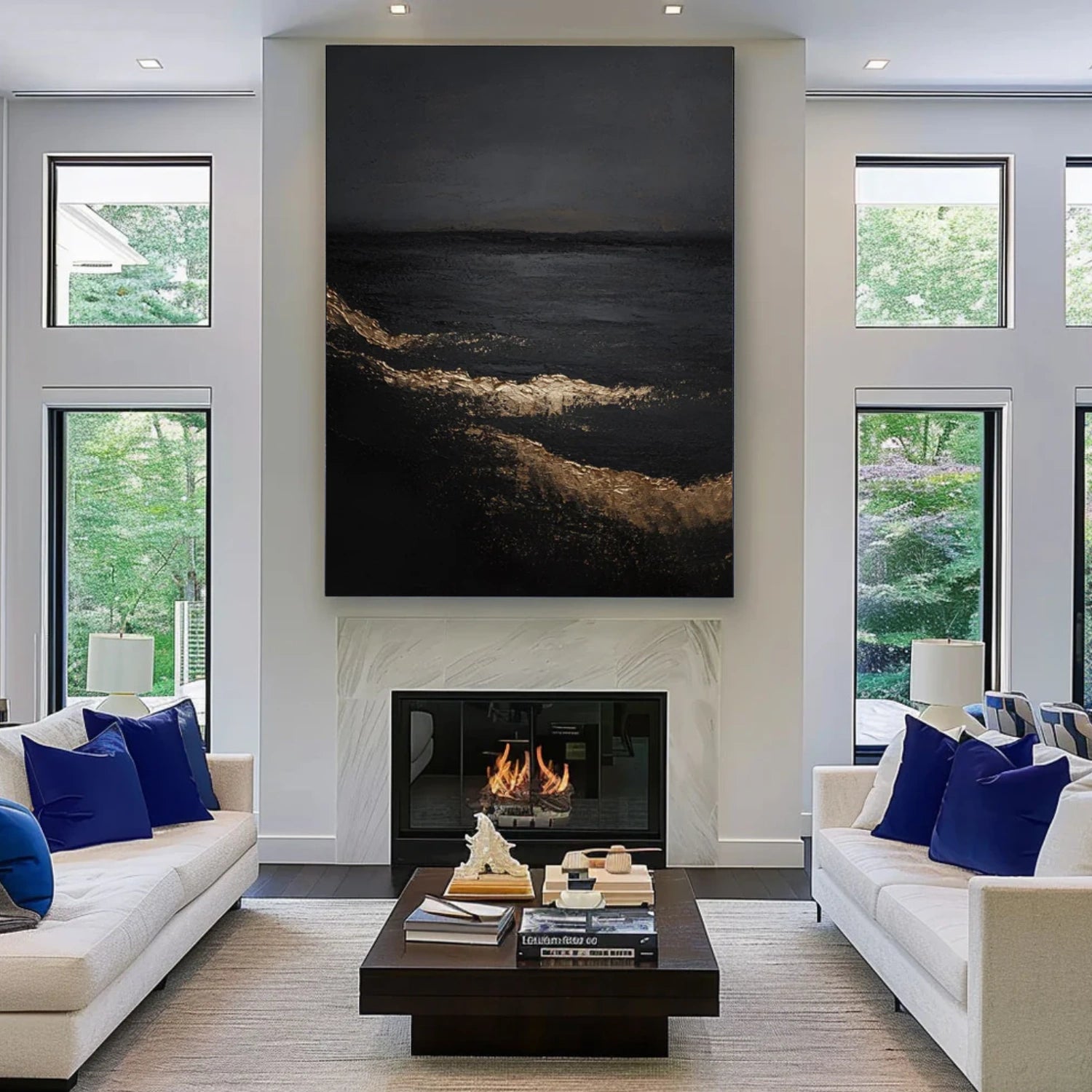 Black Minimalist Textured Canvas Art #WZ114