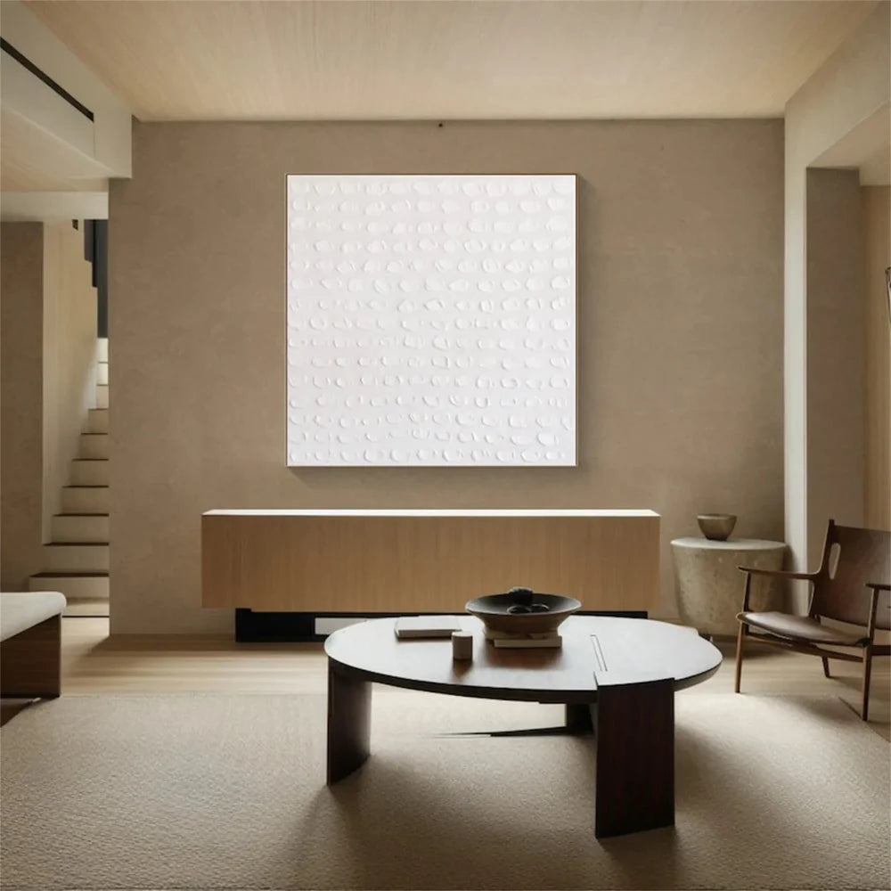 White Minimalist Textured Wall Art #WM077