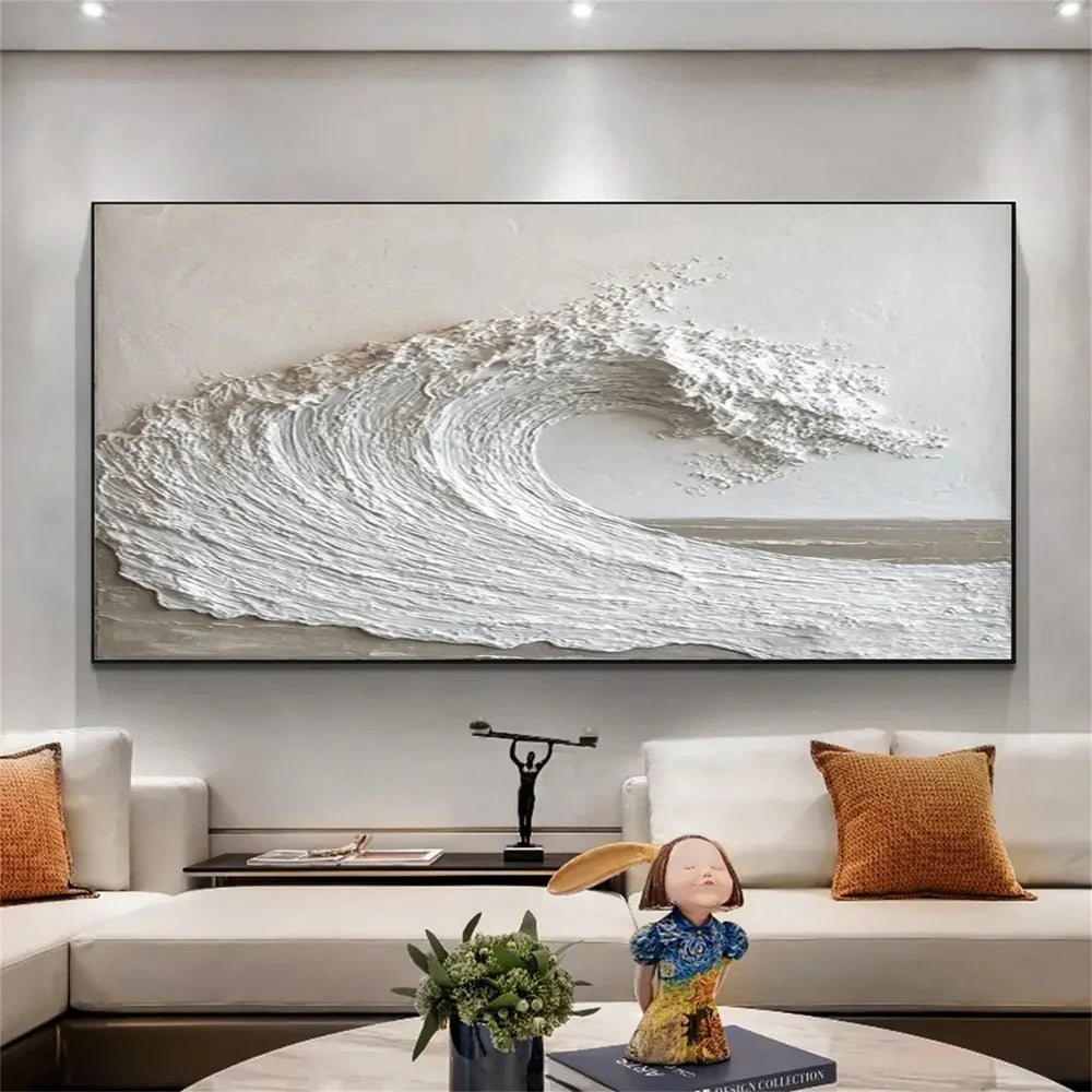 Minimalist Ocean And Sky Textured Canvas Art #OC027