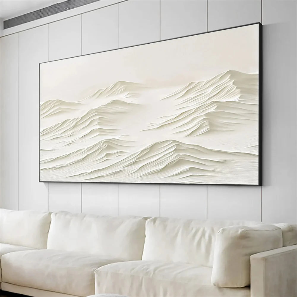Beige Minimalist Mountain Textured Canvas Art #BT027