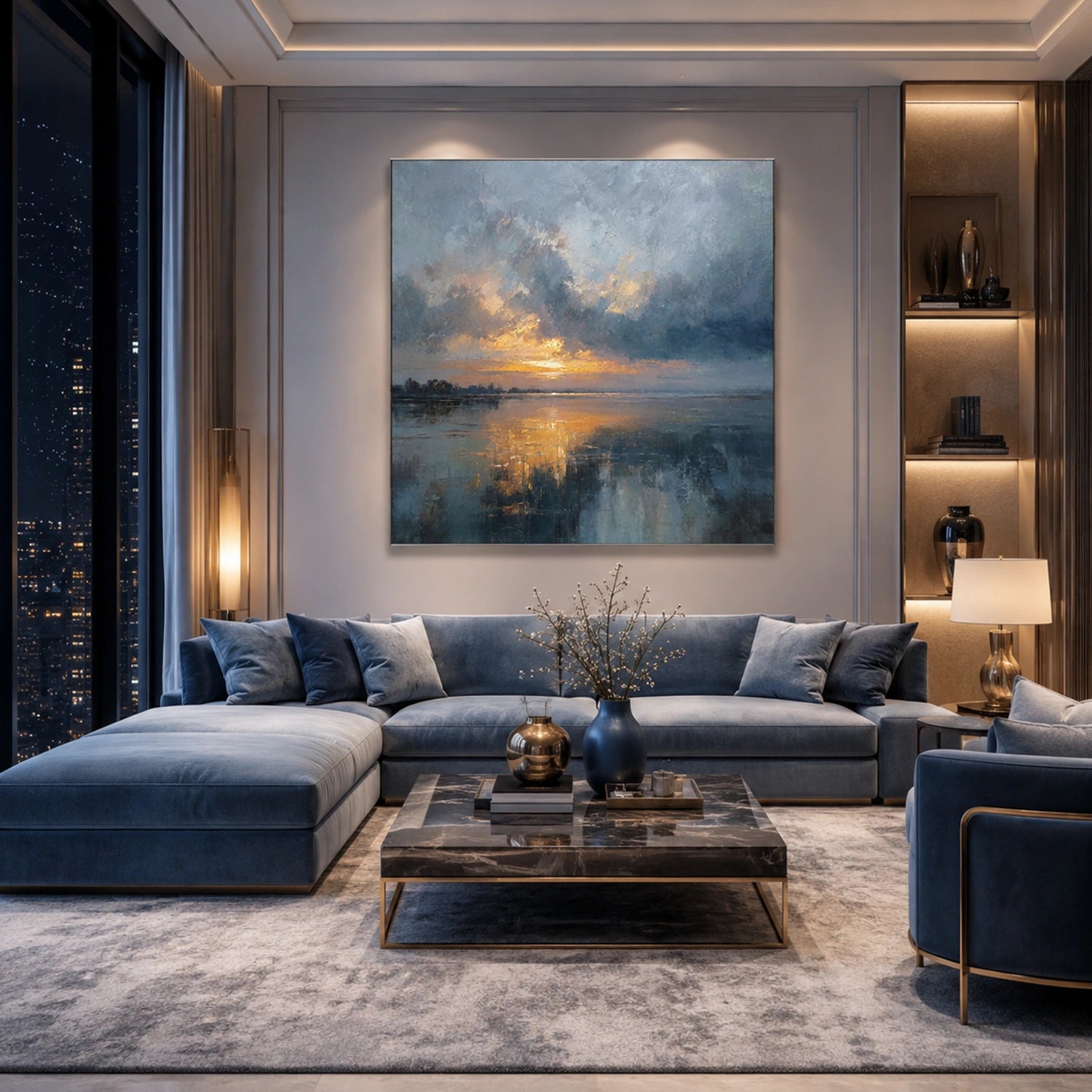Abstract Ocean And Sky Canvas Art #OC200