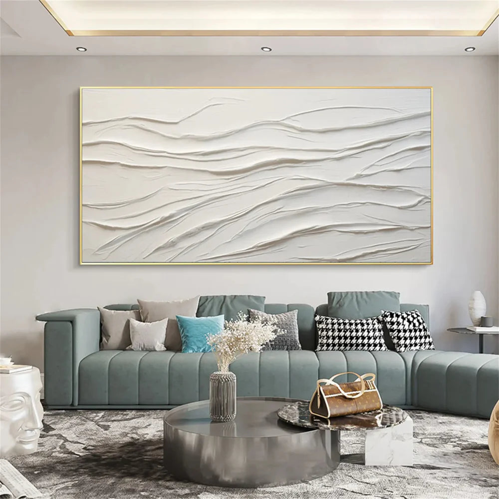 White Minimalist Textured Wall Art #WM060