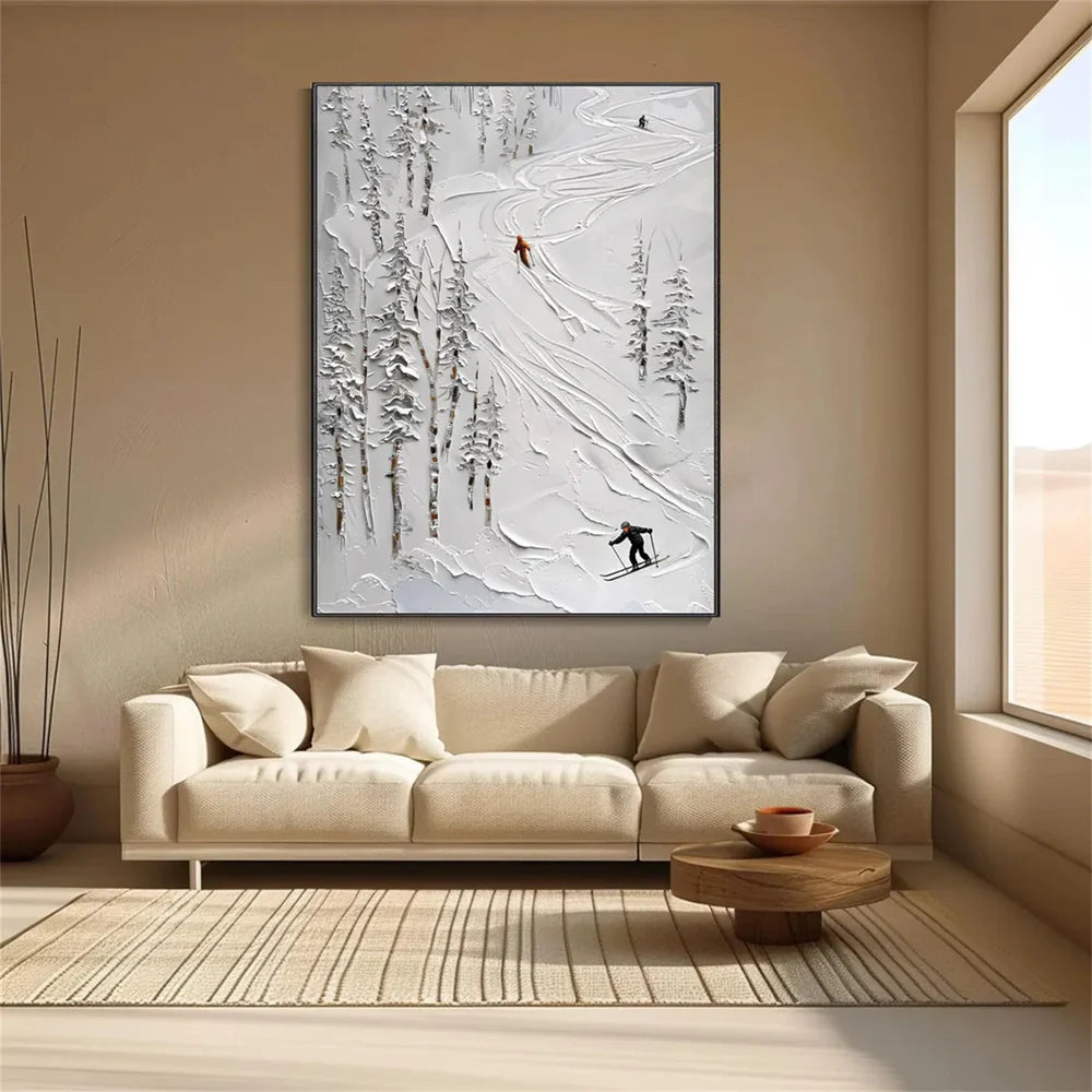 Skiing Sport Textured Canvas Painting #PB025