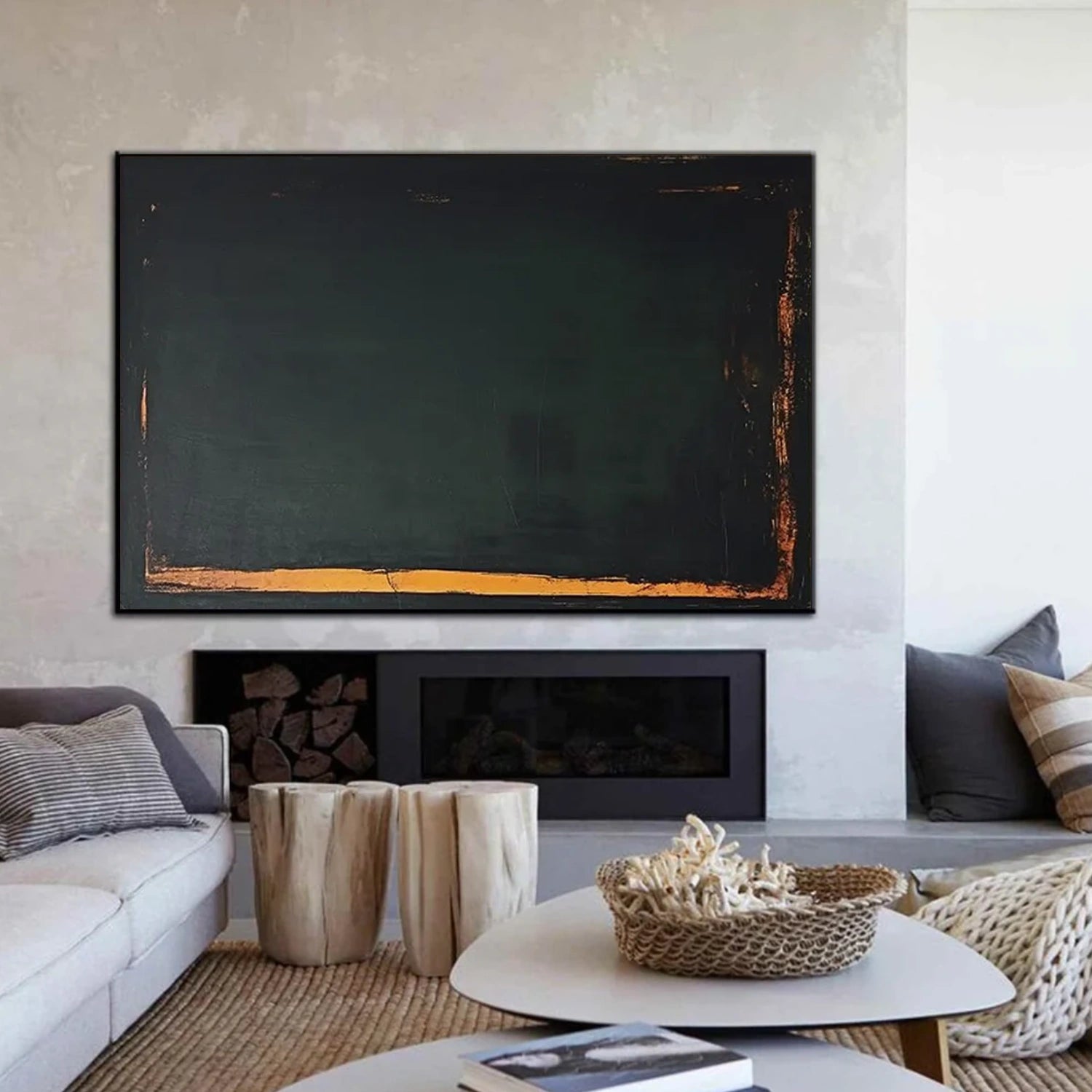 Black Minimalist Canvas Art #WZ124