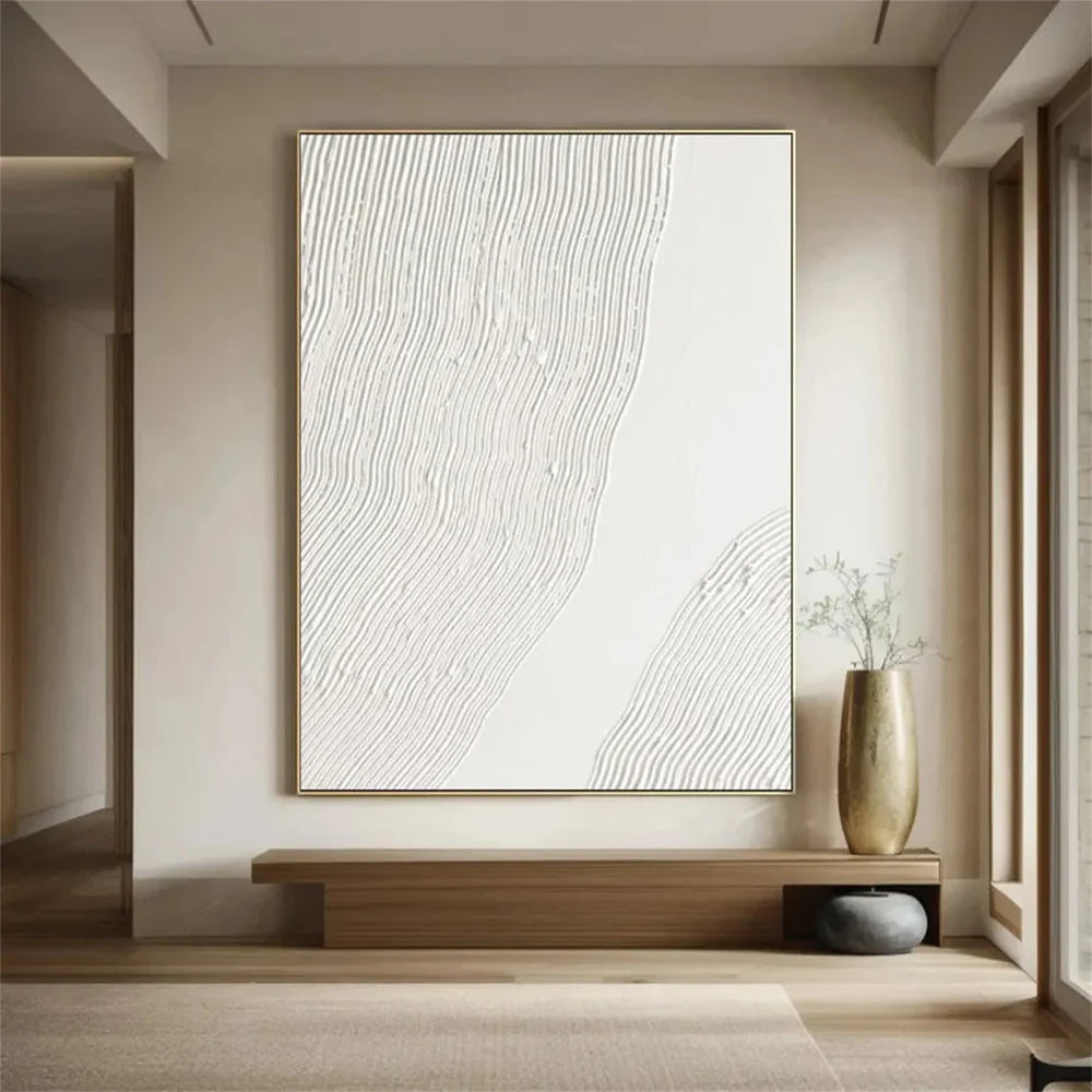 White Minimalist Textured Wall Art #WM076