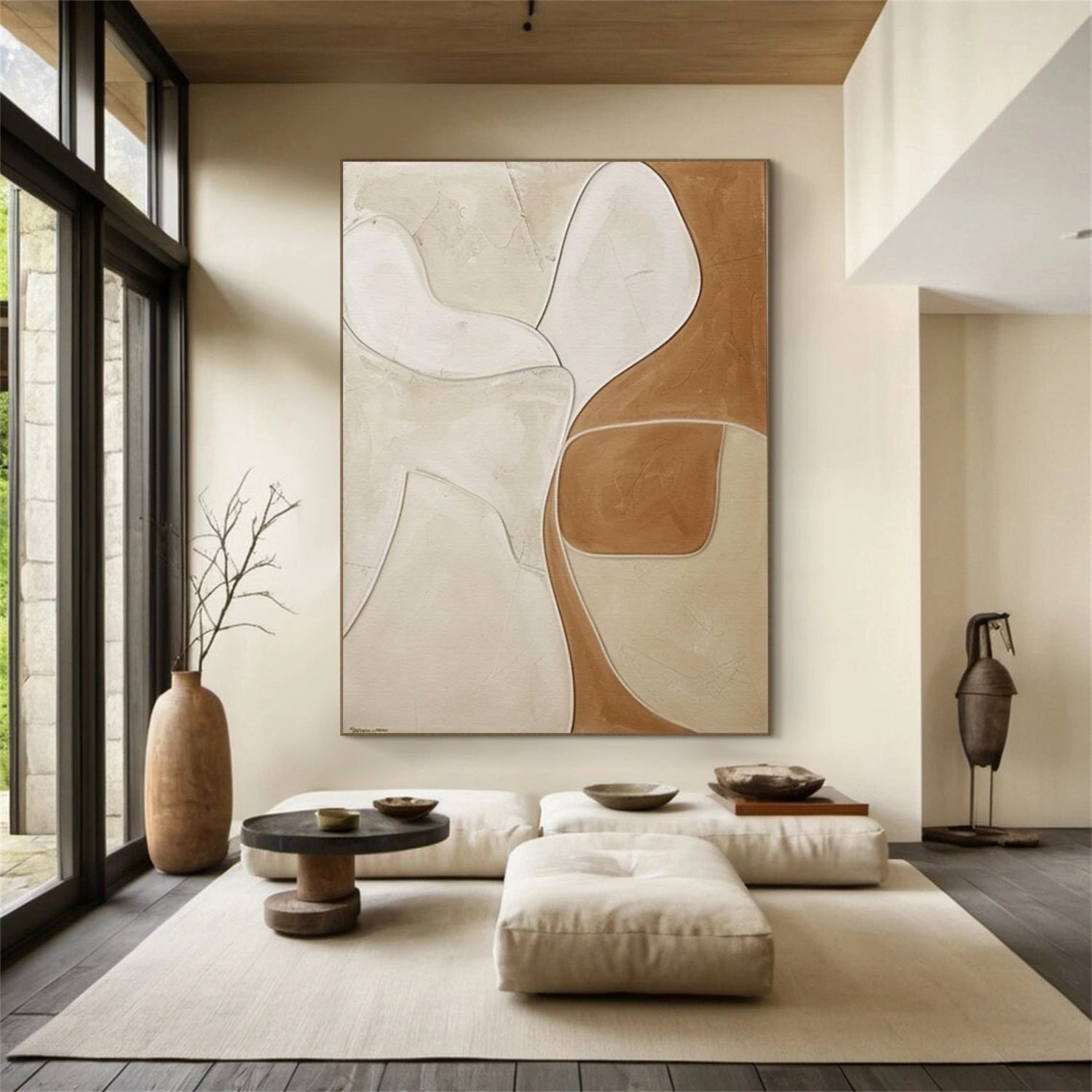 Beige and Brown Abstract Textured Wall Art #VA161