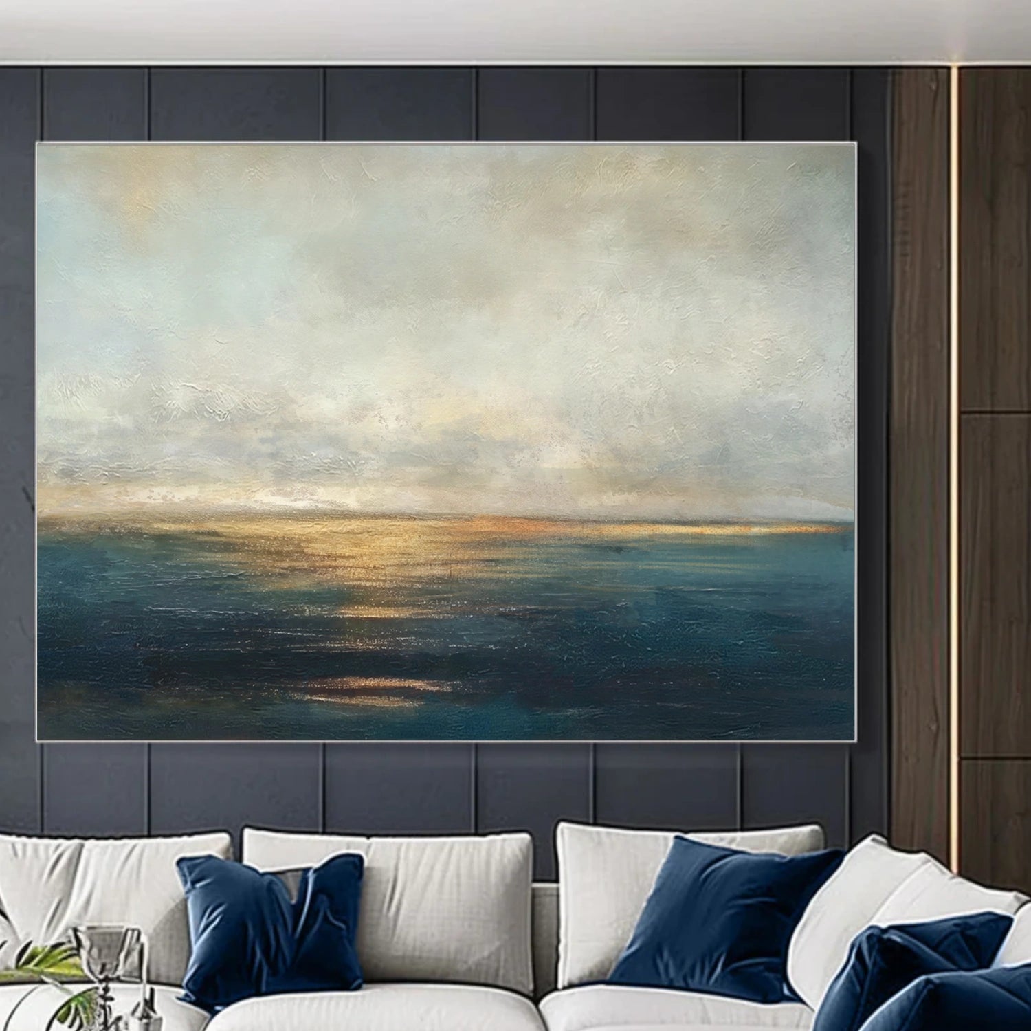 Blue and Gold Abstract Wall Art #VA208
