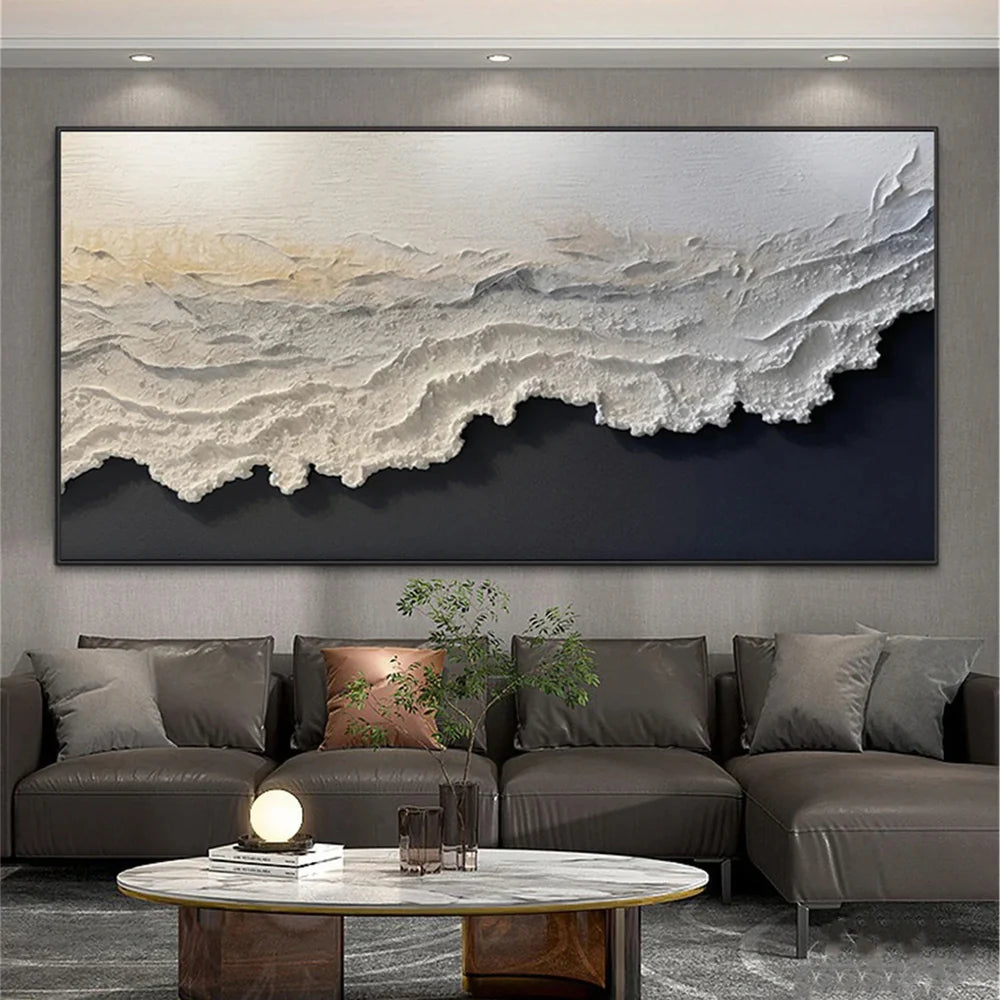 Minimalist Ocean And Sky Textured Canvas Art # OC016
