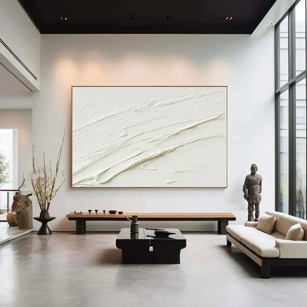 White Minimalist Textured Wall Art #WM031