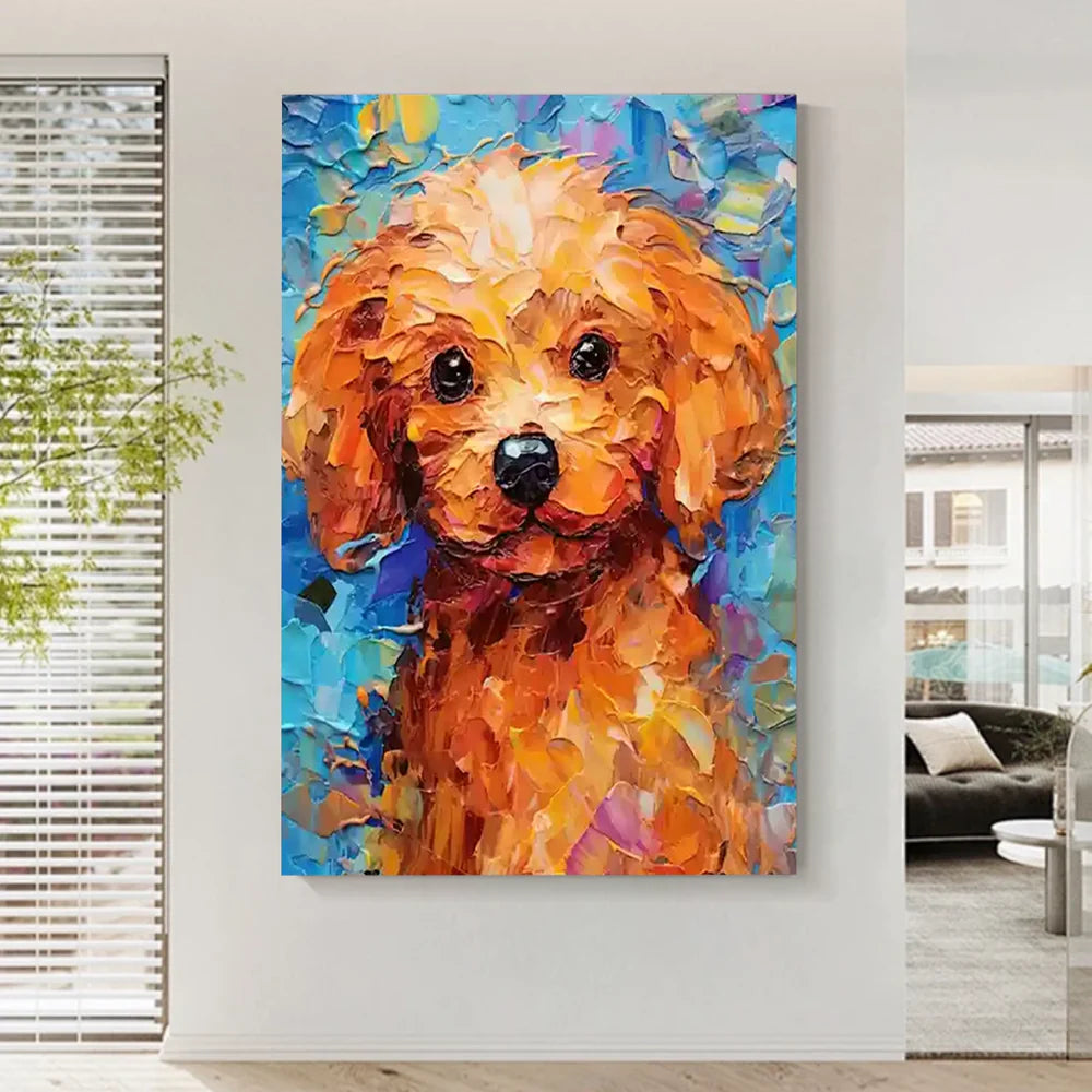Colorful Abstract Animal Dog Textured Canvas Art #DW060