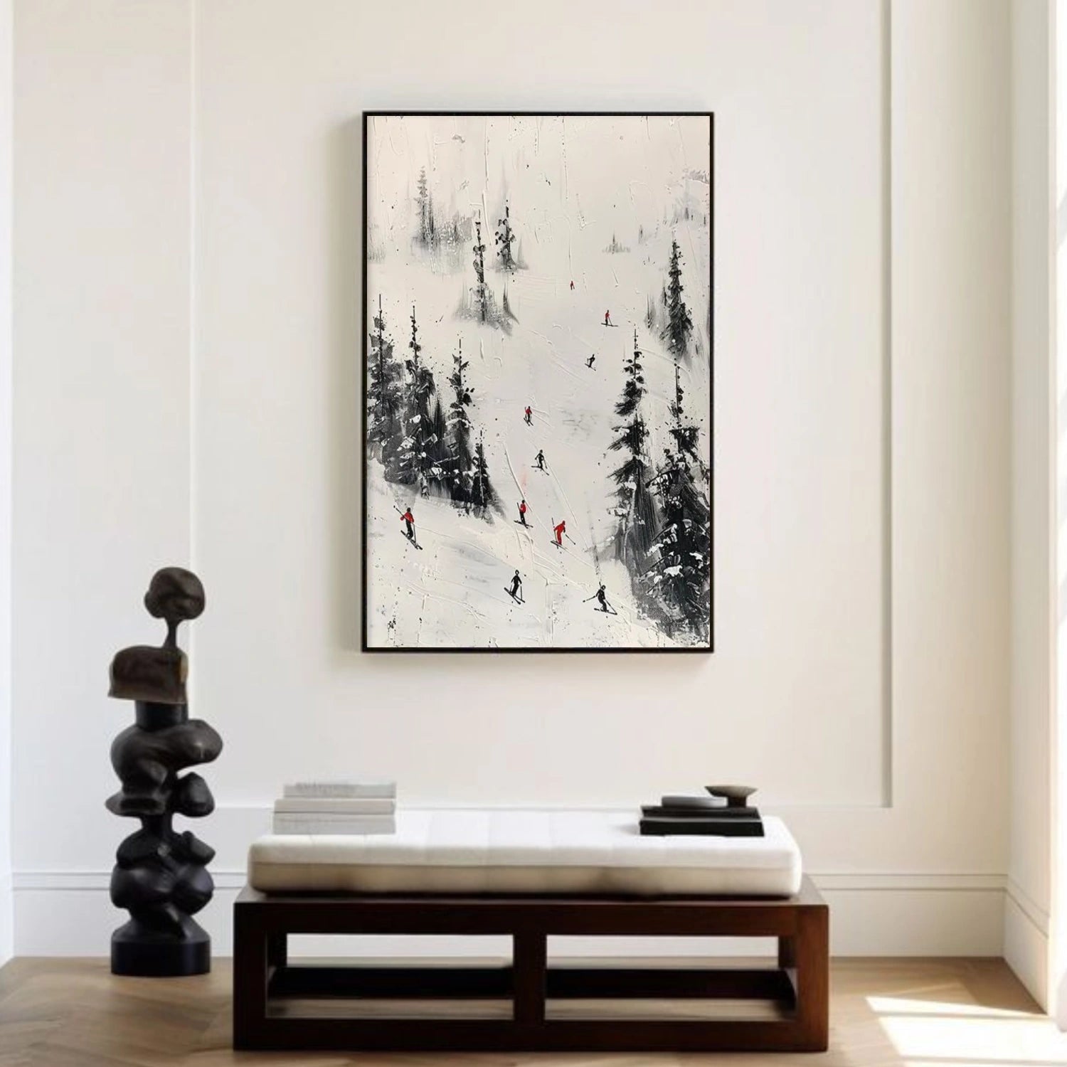 Skiing Sport Textured Canvas Painting #PB038