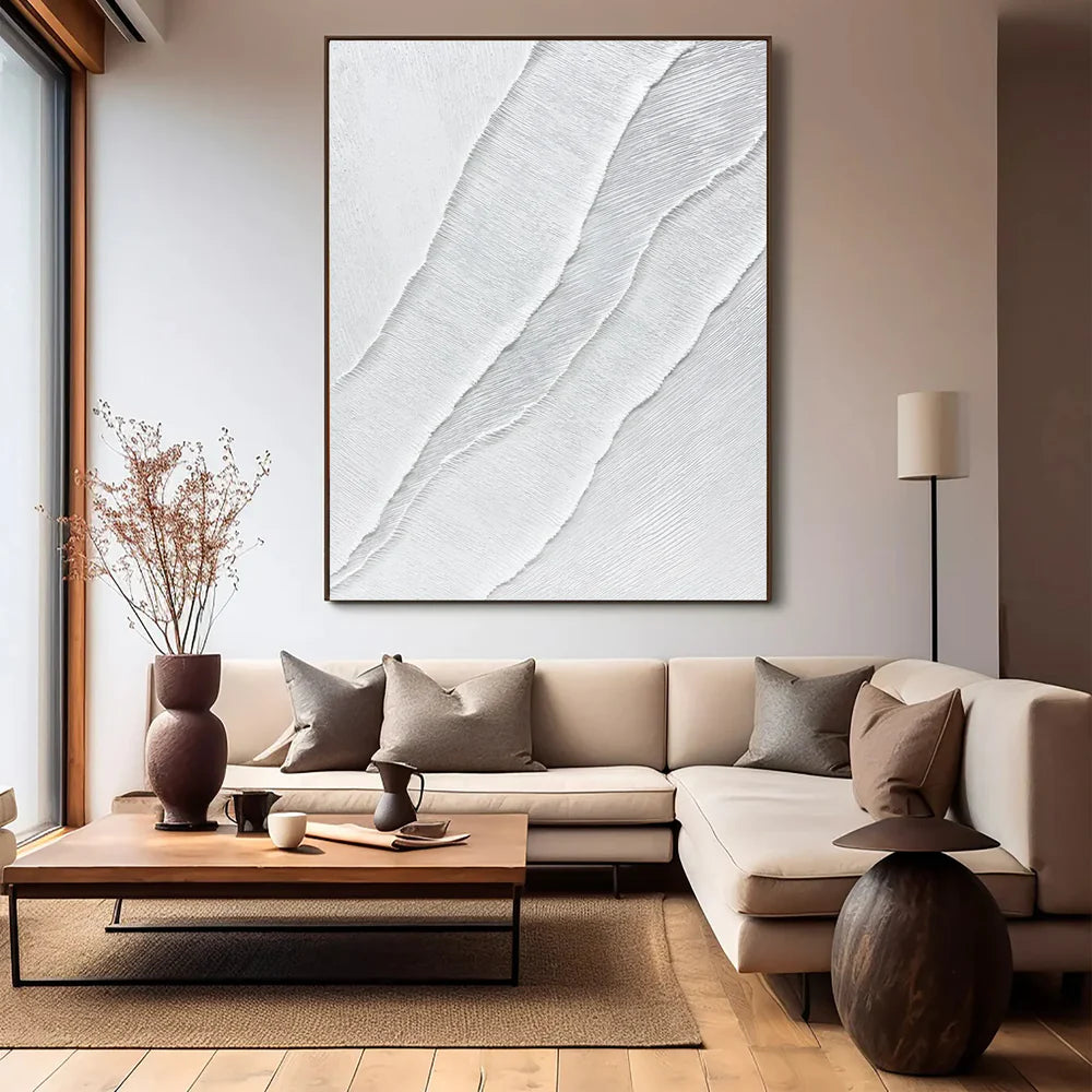 White Minimalist Textured Wall Art #WM068