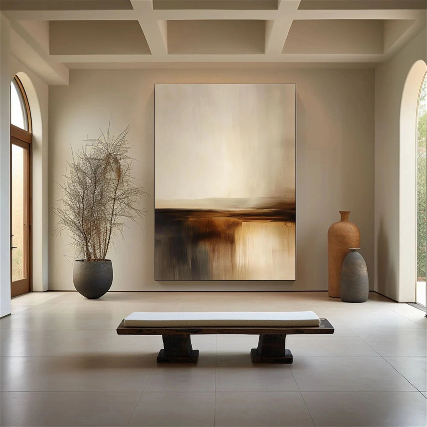Beige and Brown Abstract Wall Art #VA227
