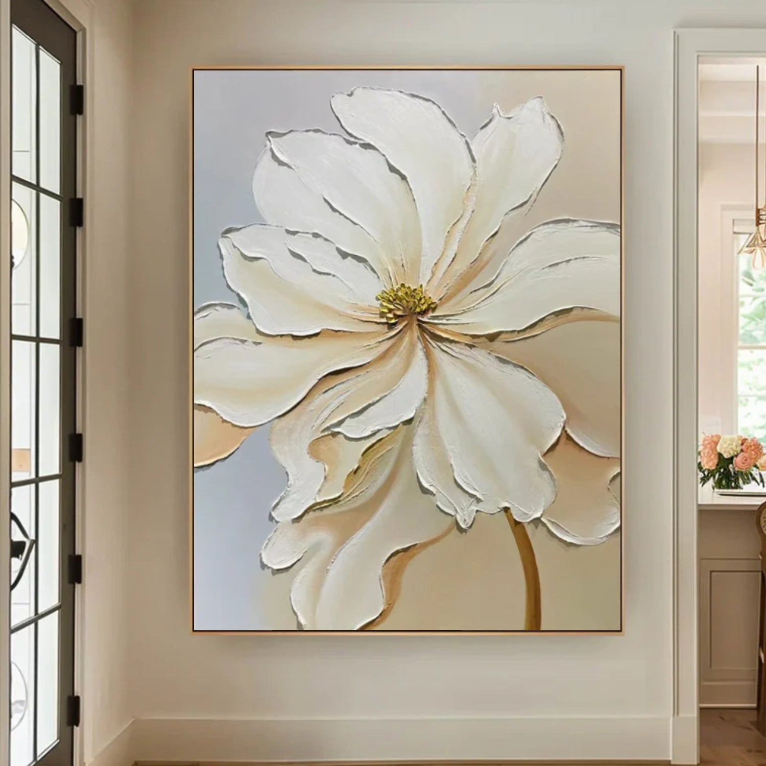 Minimalist Flower And Tree Textured Canvas Art #MF077