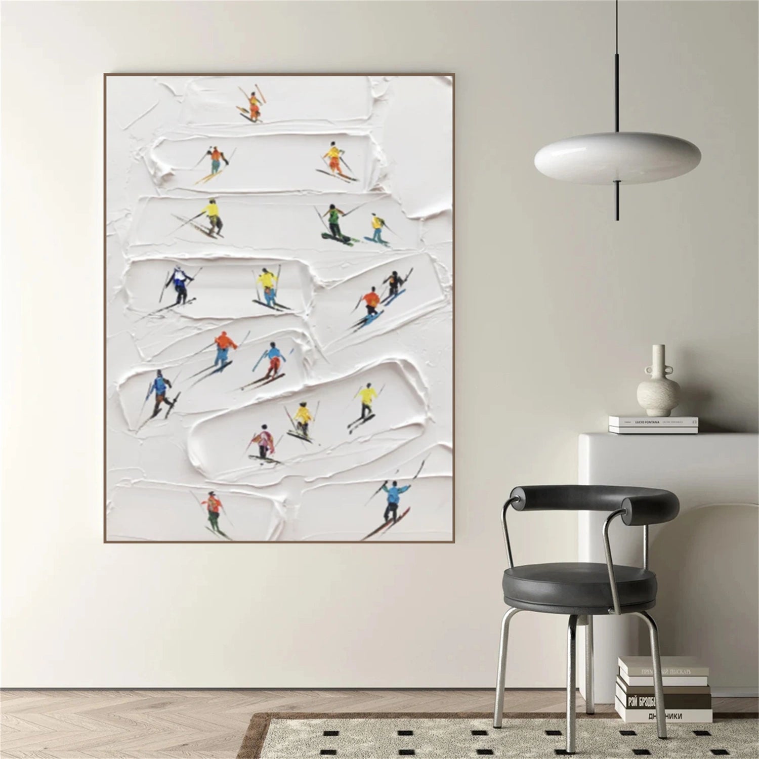 Skiing Sport Textured Canvas Painting #PB054