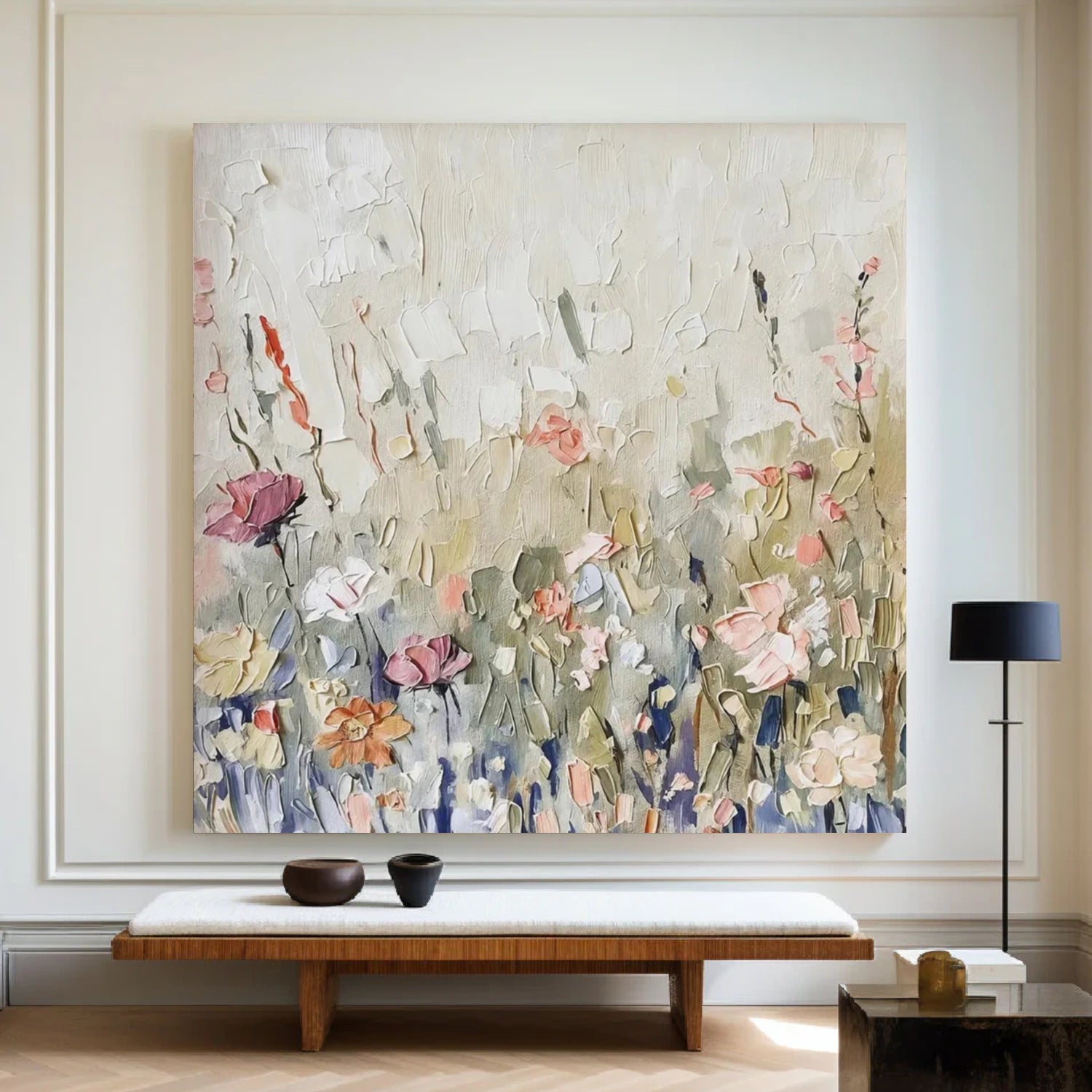 Colorful Abstract Flower And Tree Textured Canvas Art #MF103