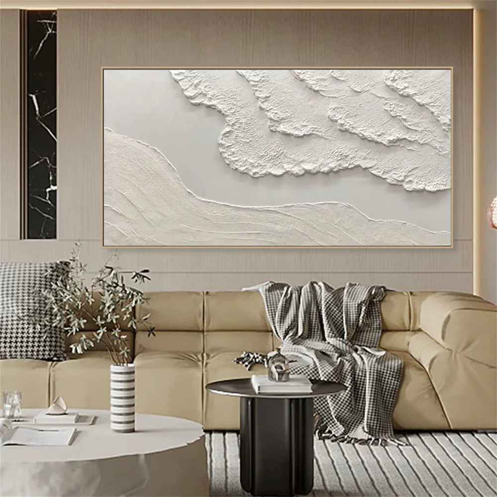 White Minimalist Textured Wall Art #WM020