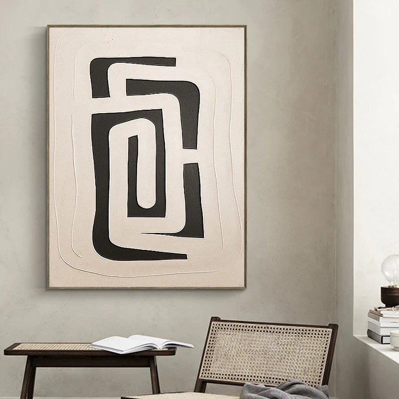 Black & Beige Wabi Sabi Textured Wall Art #VS022
