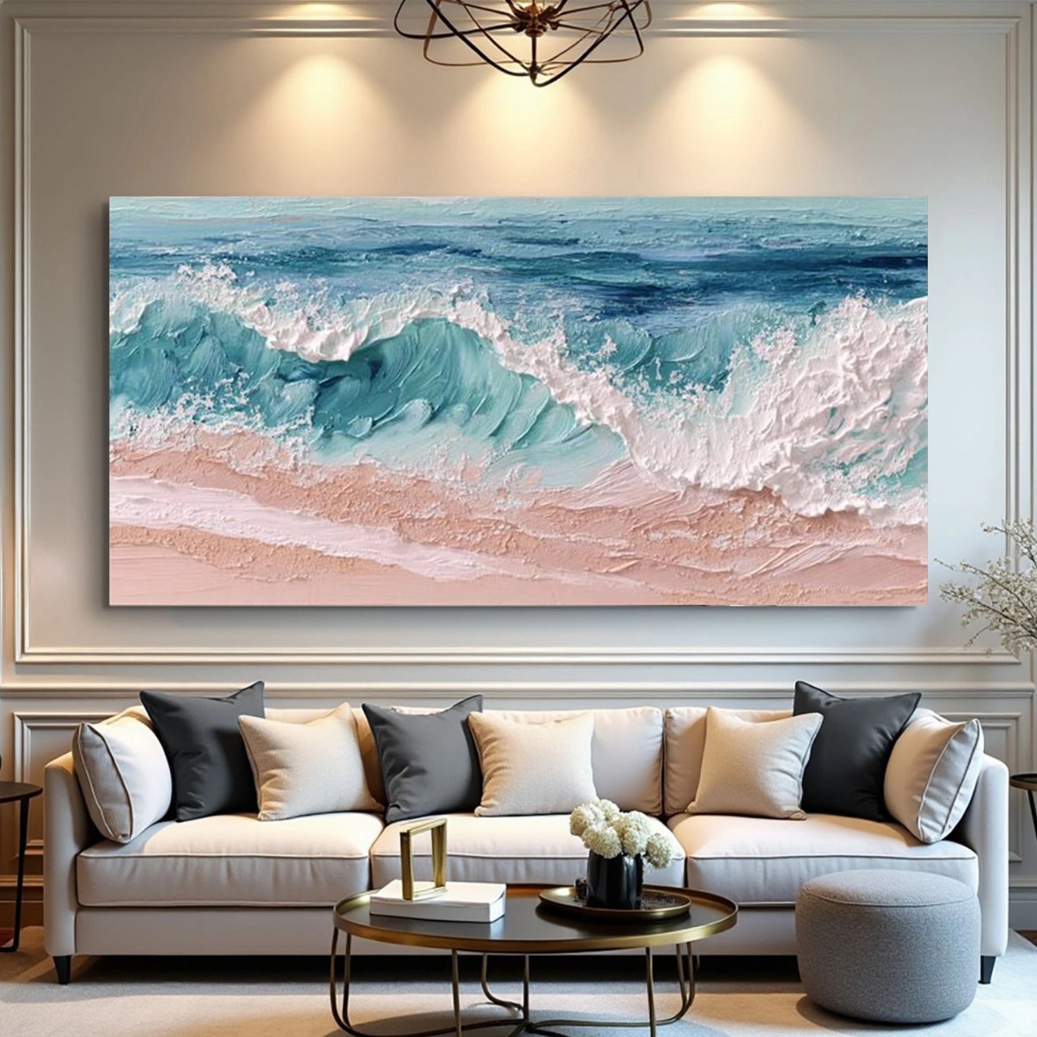 Abstract Ocean And Sky Textured Canvas Art #OC135