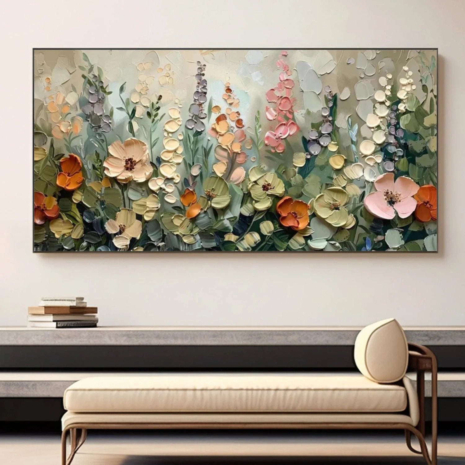 Colorful Abstract Flower And Tree Textured Canvas Art #MF102