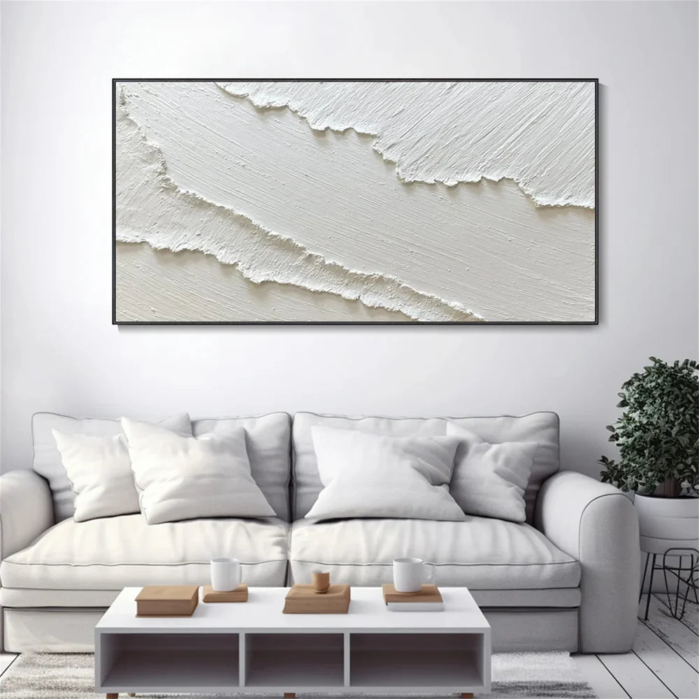 White Minimalist Textured Wall Art #WM058