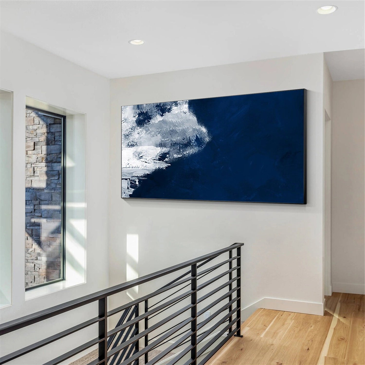 Blue and White Minimalist Canvas Art #WM097