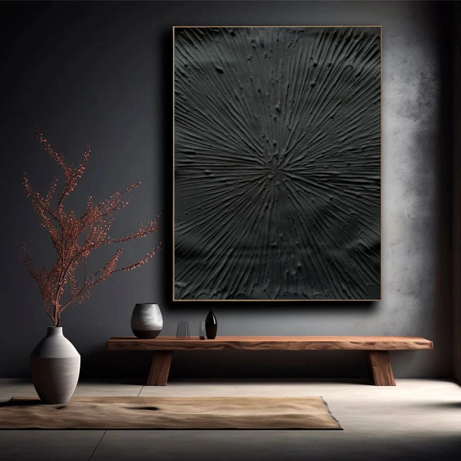 Black MinimalistΒ Textured Canvas Art #WZ113