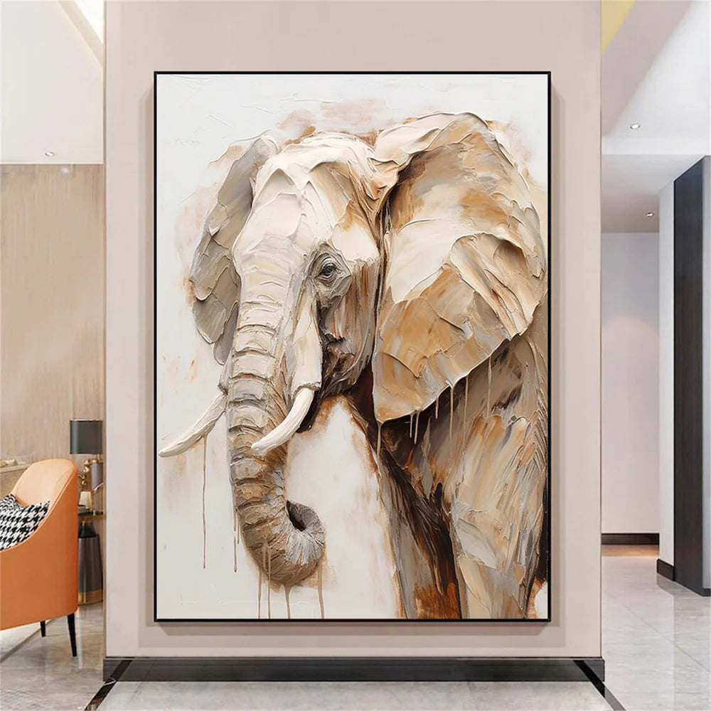 Beige & Brown Abstract Animal Canvas Art #DW038