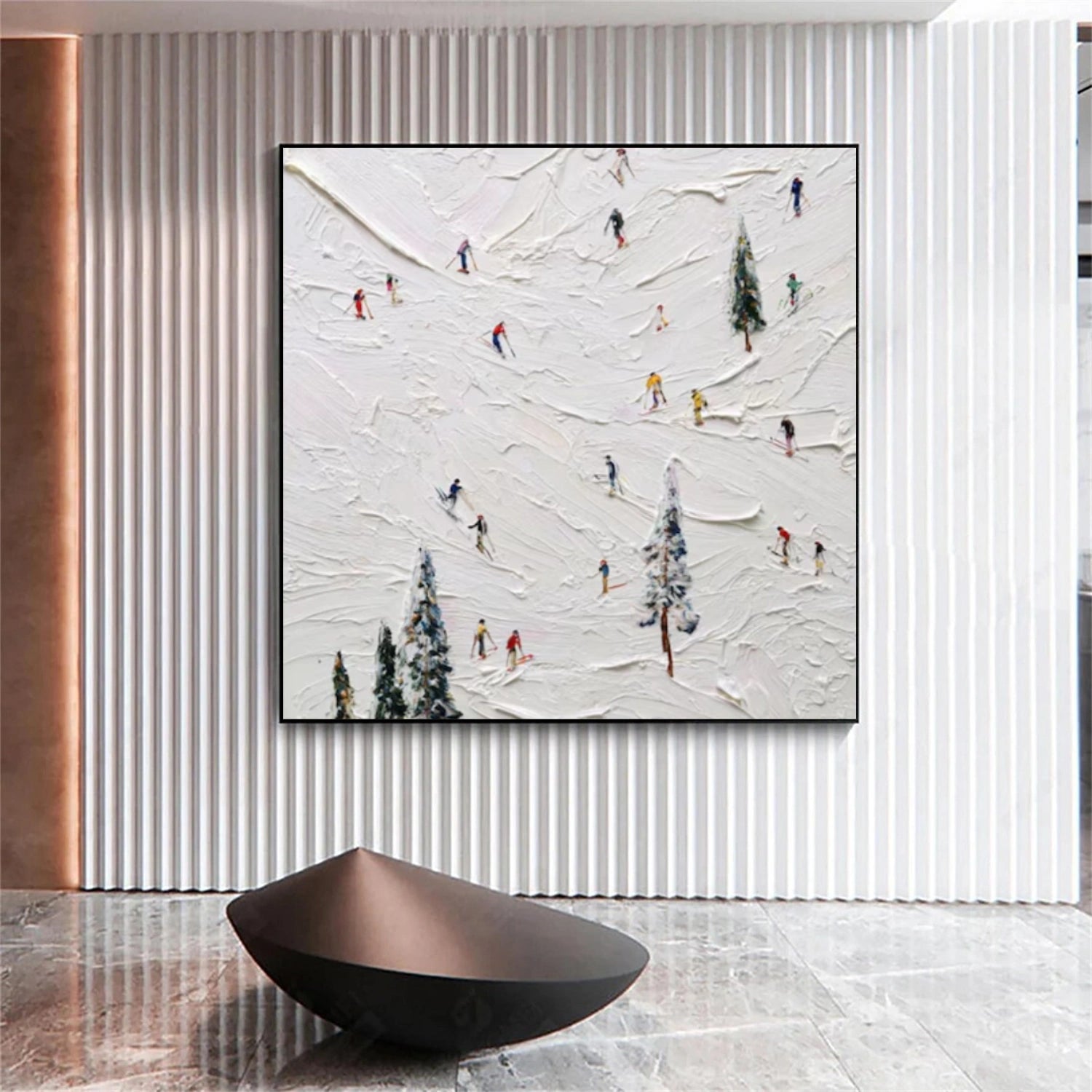 Skiing Sport Textured Canvas Painting #PB043
