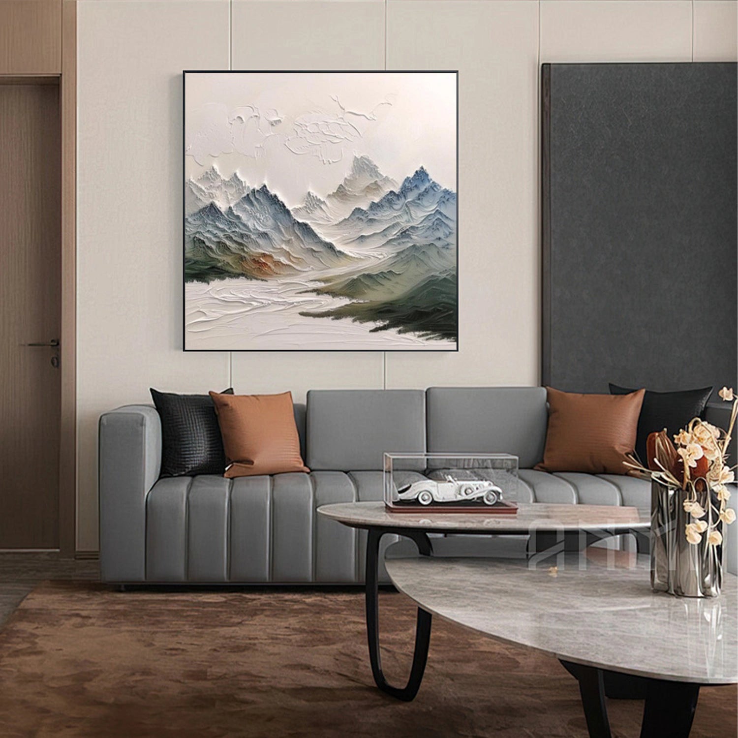 Abstract Mountain Textured Canvas Art #BT091