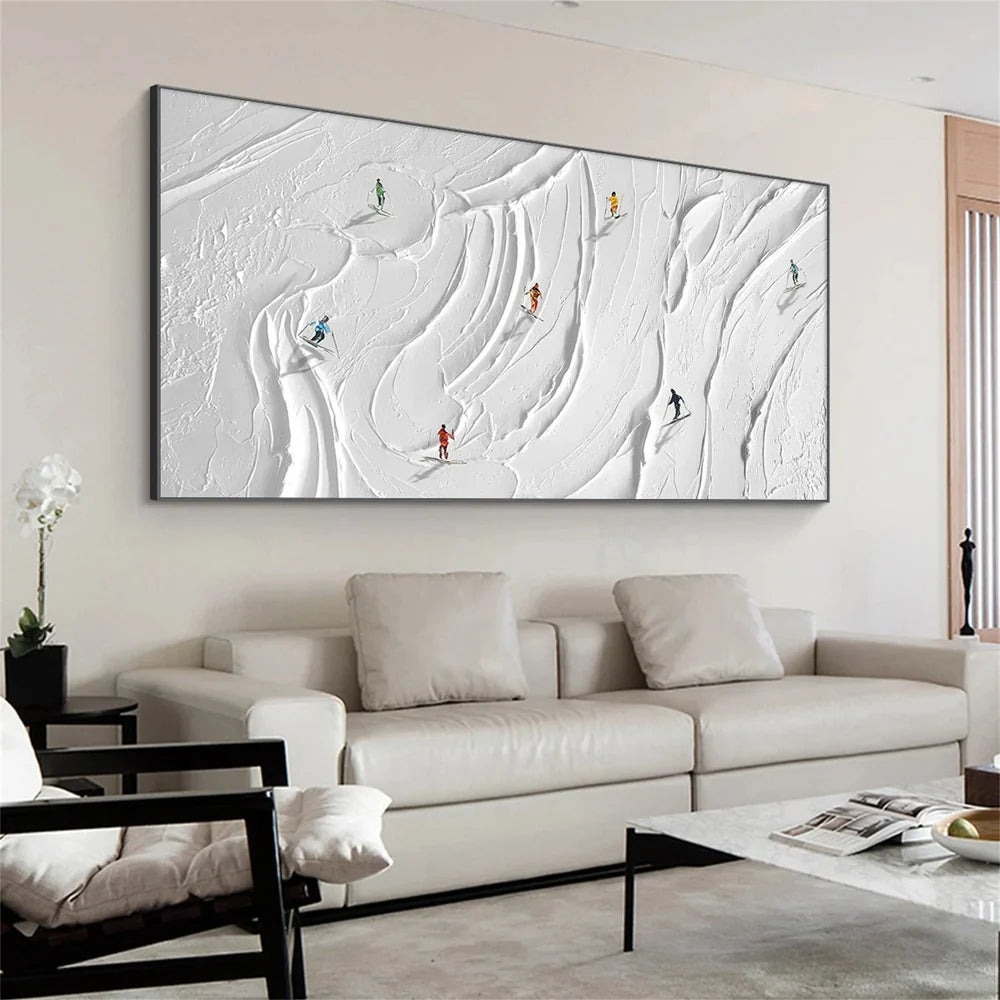 Skiing Sport Textured Canvas Painting #PB010