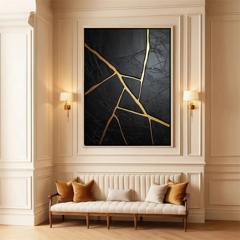 Black Minimalist Textured Canvas Art #WZ070