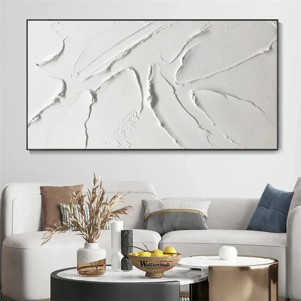 White Minimalist Textured Wall Art #WM059