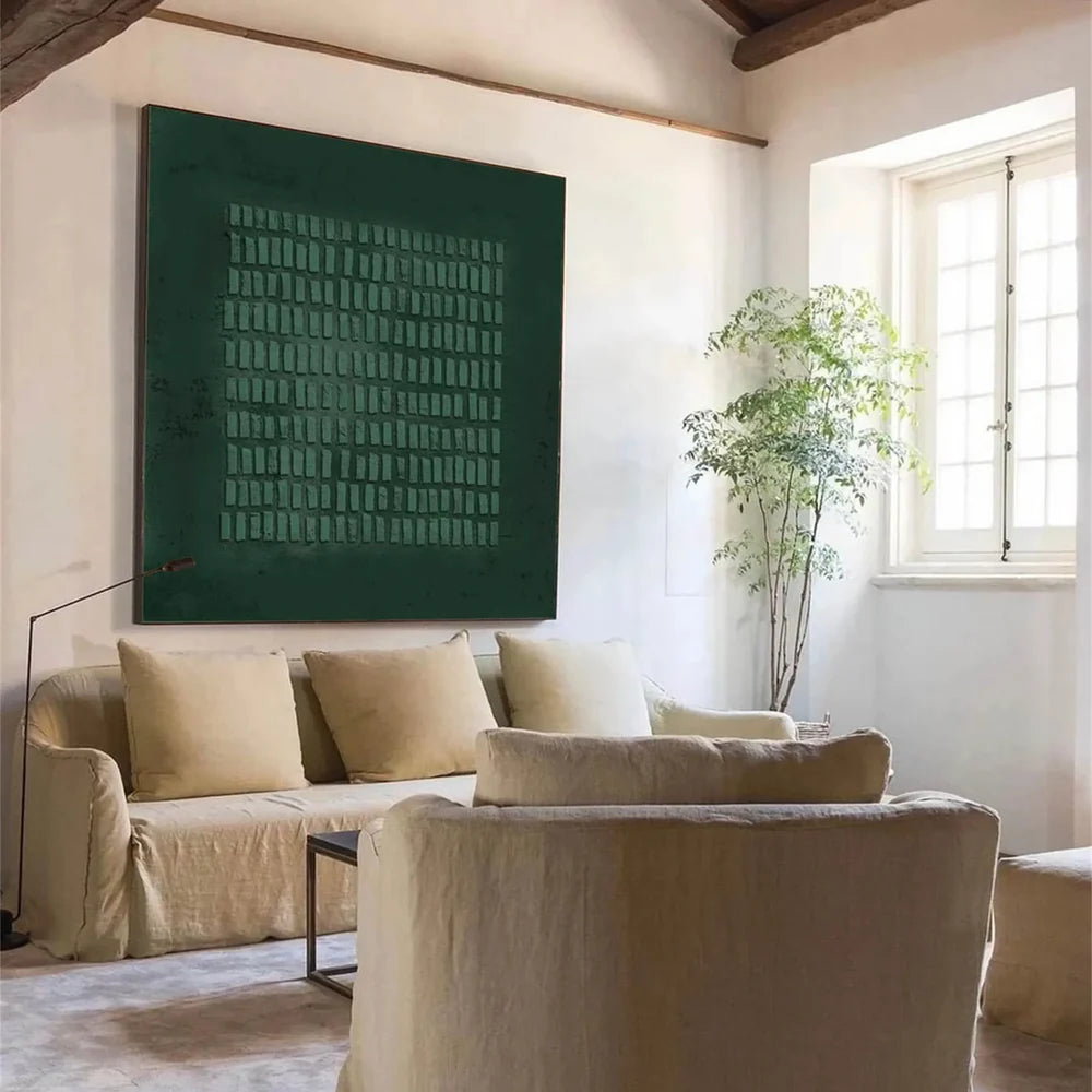 Green Minimalist Textured Canvas Art #WM013